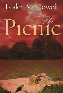 The cover for The Picnic by Lesley McDowell shows an abandoned rug and belongings in a park
